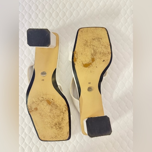 Zara White Strappy Block Heel Sandals – Size 38 / US 7.5‎ - Picture 6 of 10